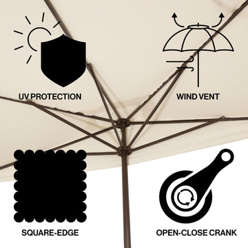 Sidney 9 ft. Classic MidCentury Rectangular Half Market Patio Umbrella